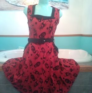 Voodoo Vixens deep red dress size large with pockets!